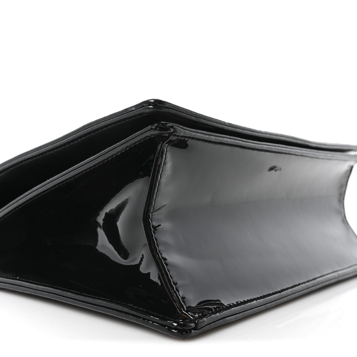 Patent Medium Diorama Flap Bag Black