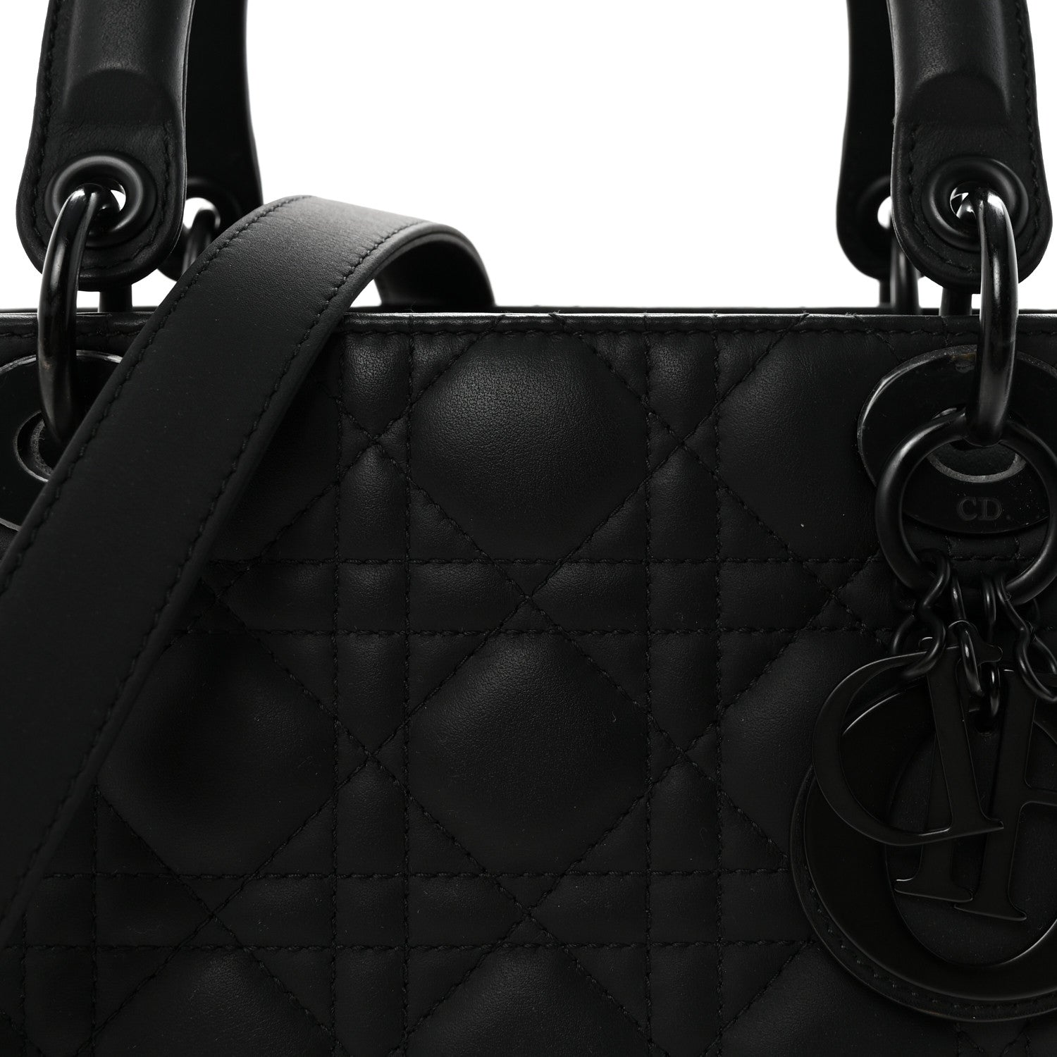 Ultra Matte Calfskin Cannage Medium Lady Dior Black