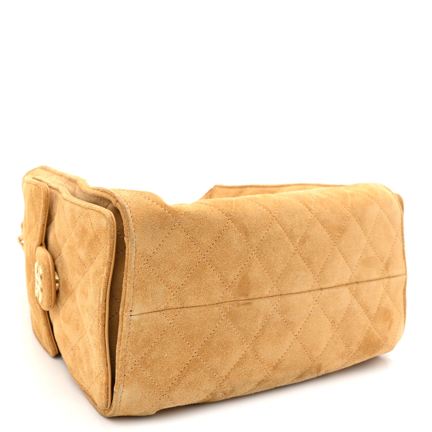 Suede Quilted Small Chanel 25 Handbag Beige