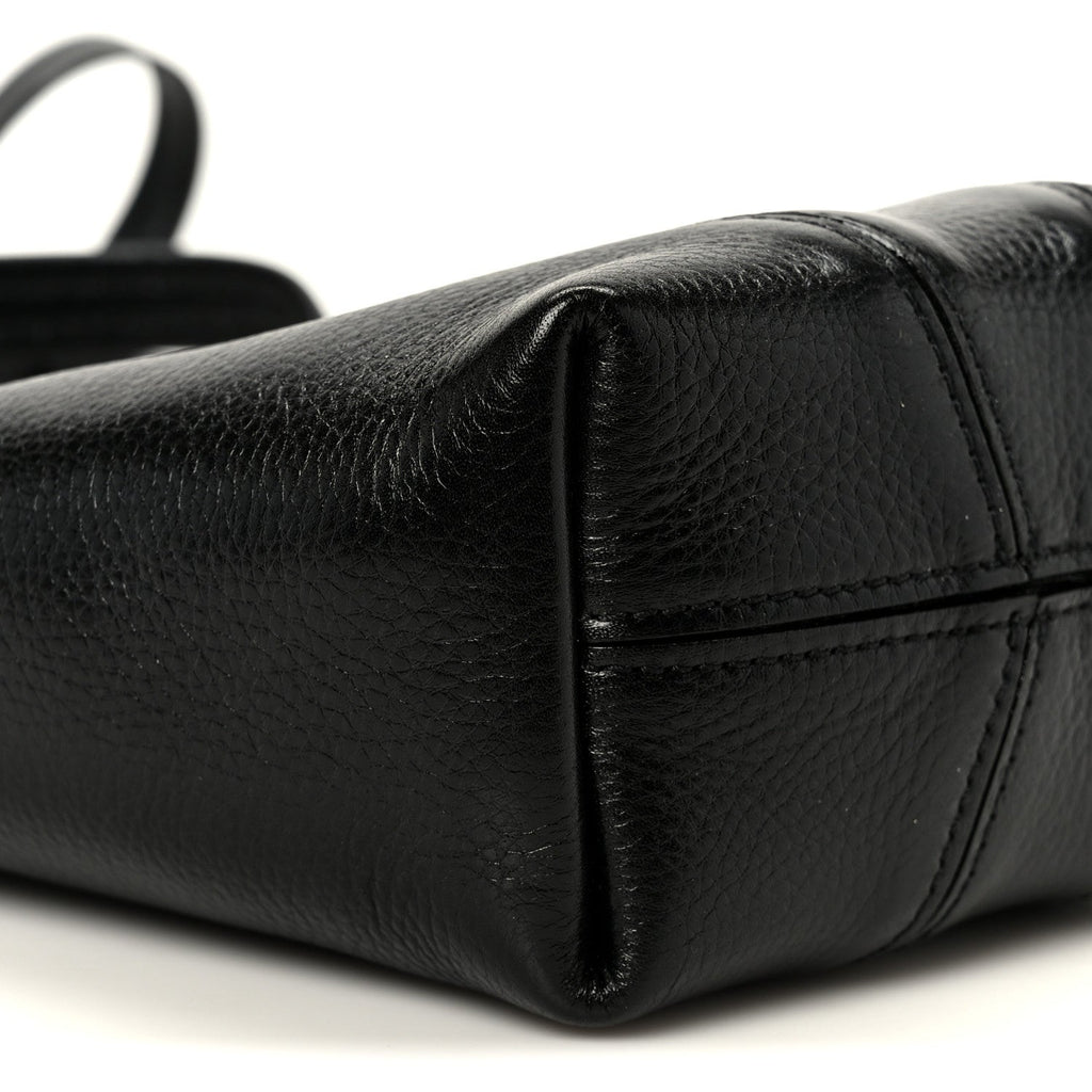 Grained Calfskin Small Spin Tote Black