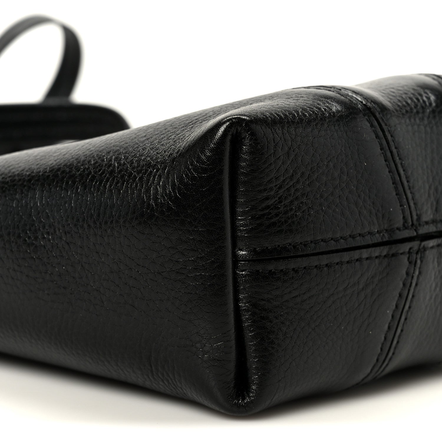 Grained Calfskin Small Spin Tote Black