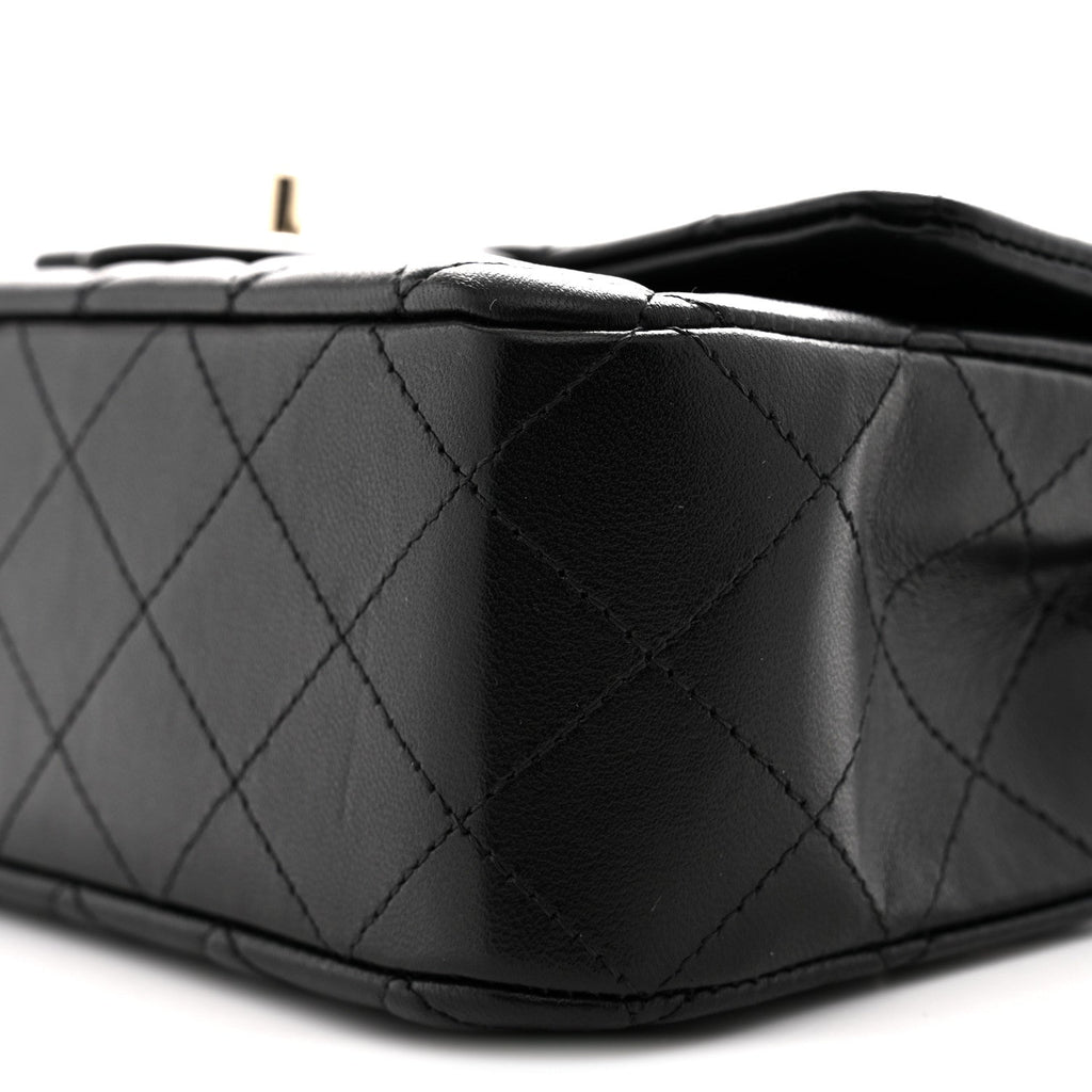 Lambskin Quilted Mini Rectangular Flap Black