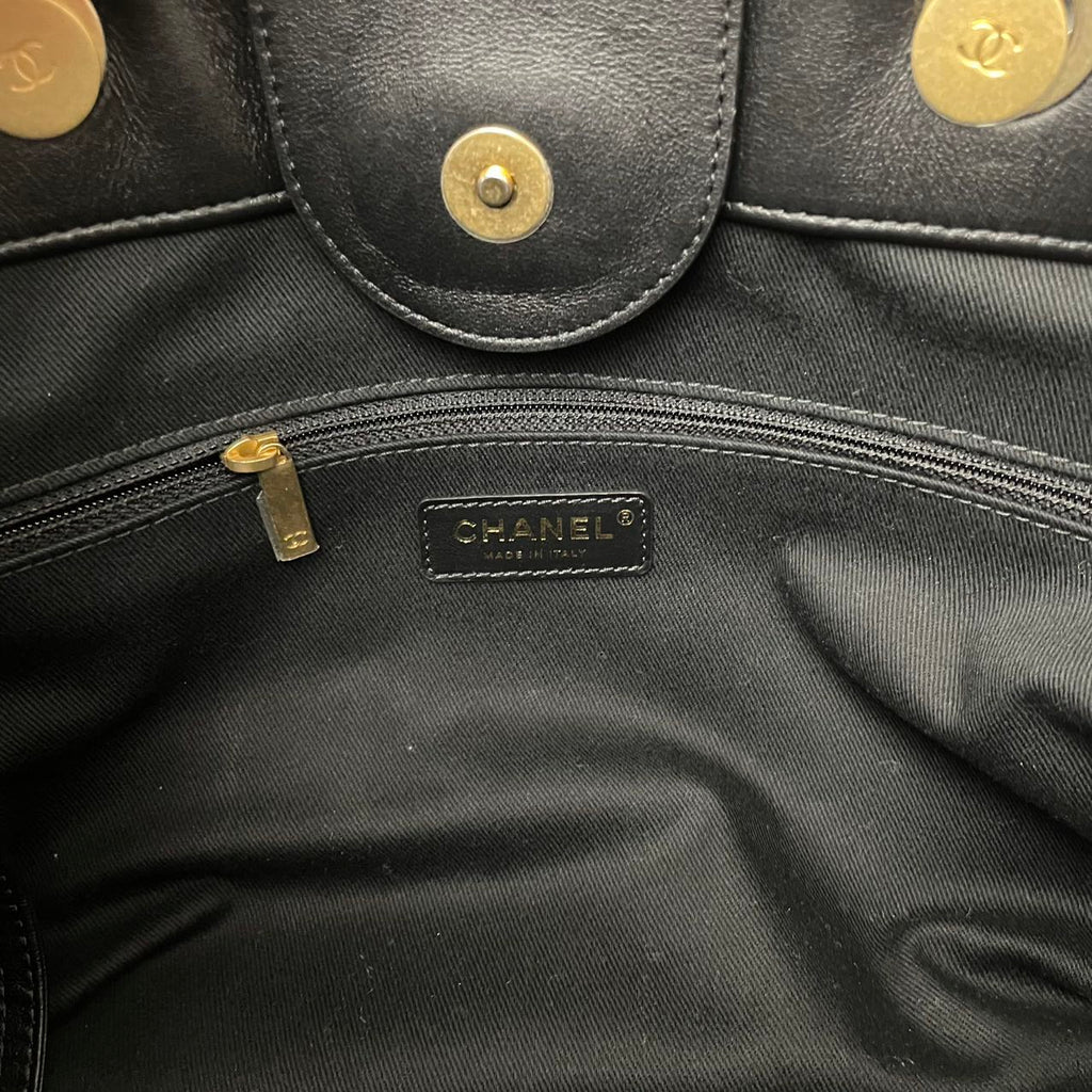 Chanel Deauville Shopping Tote Large Kalbsleather Black/Beige