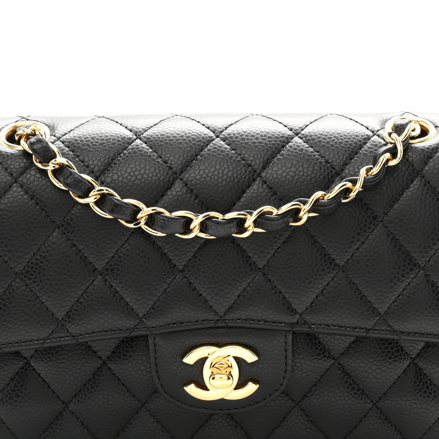 Caviar Quilted Small Double Flap Black