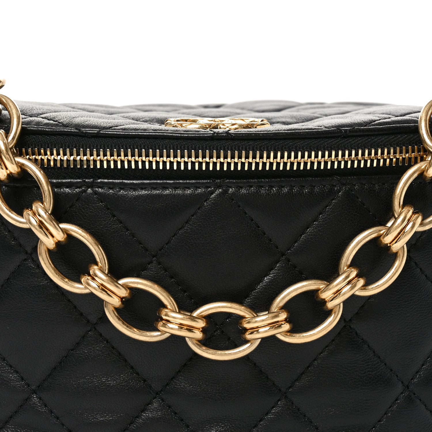 Lambskin Pearl Quilted CC Belt Bag Black