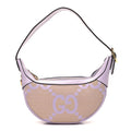 Monogram Jumbo GG Textured Dollar Calfskin Mini Ophidia Half Moon Hobo Beige Lapis