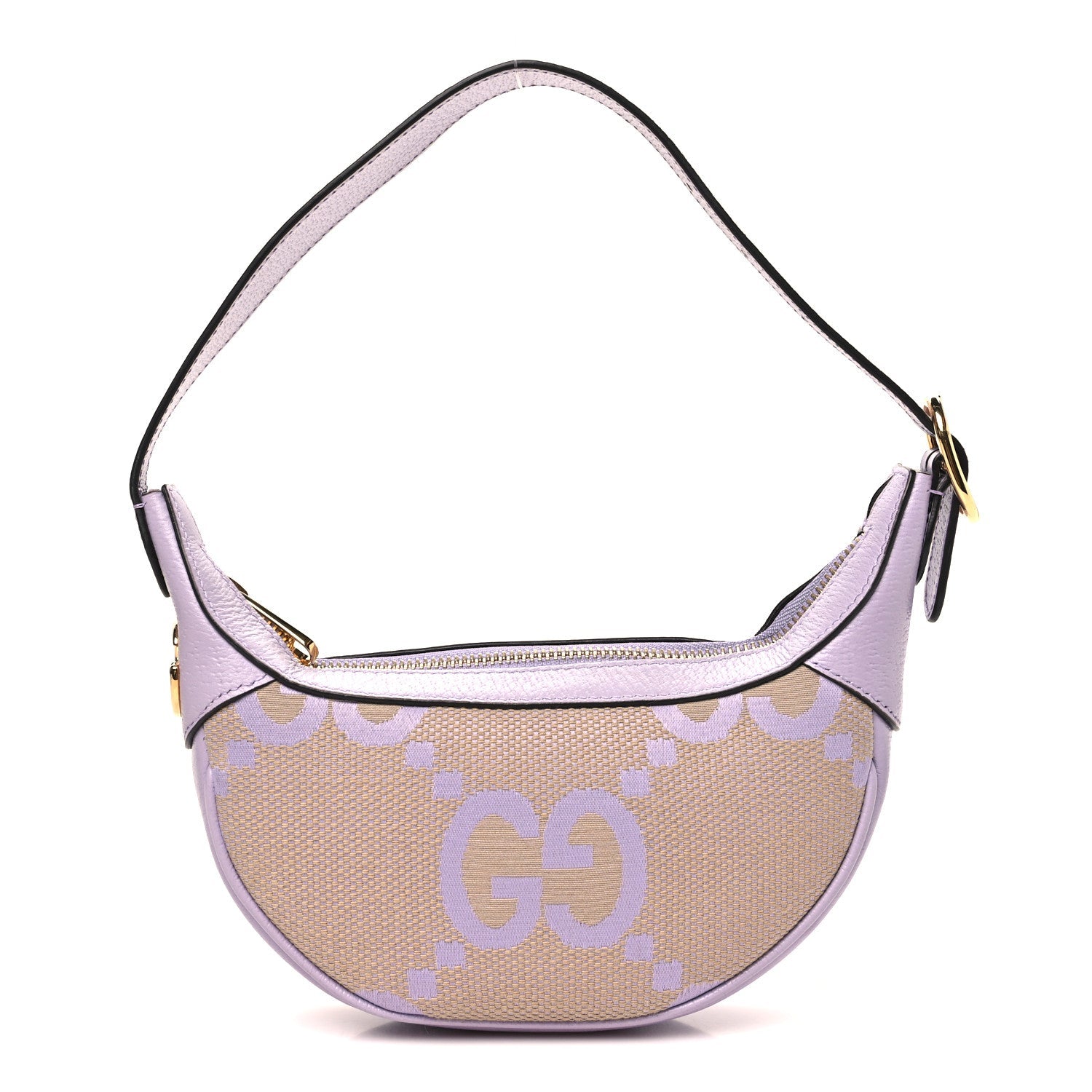 Monogram Jumbo GG Textured Dollar Calfskin Mini Ophidia Half Moon Hobo Beige Lapis