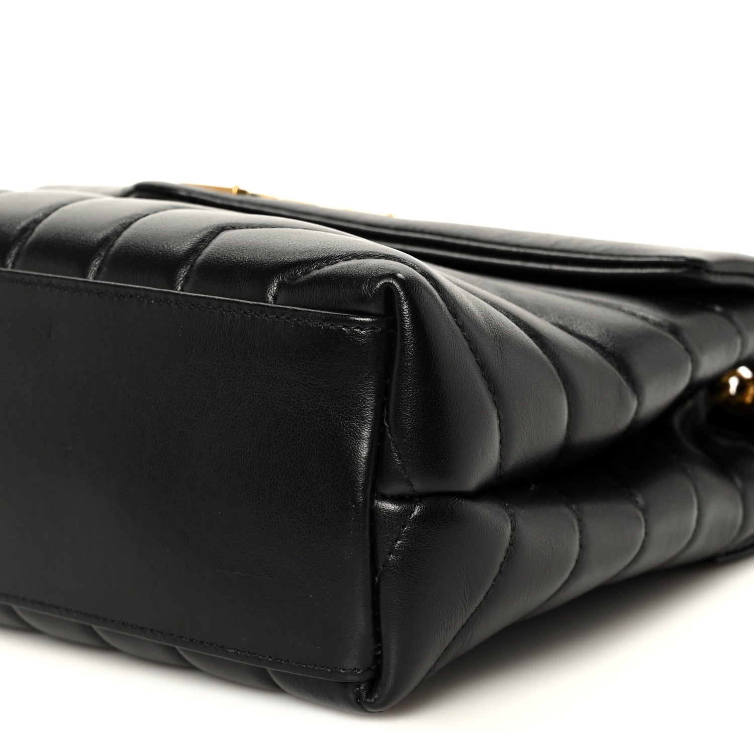Calfskin Y Quilted Monogram Small Loulou Chain Satchel Black