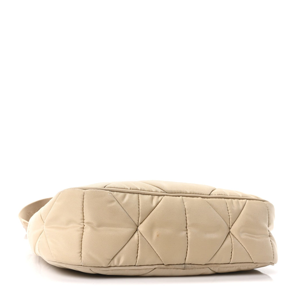 Re-Nylon Triangle Quilted Padded Patchwork System Shoulder Bag Deserto