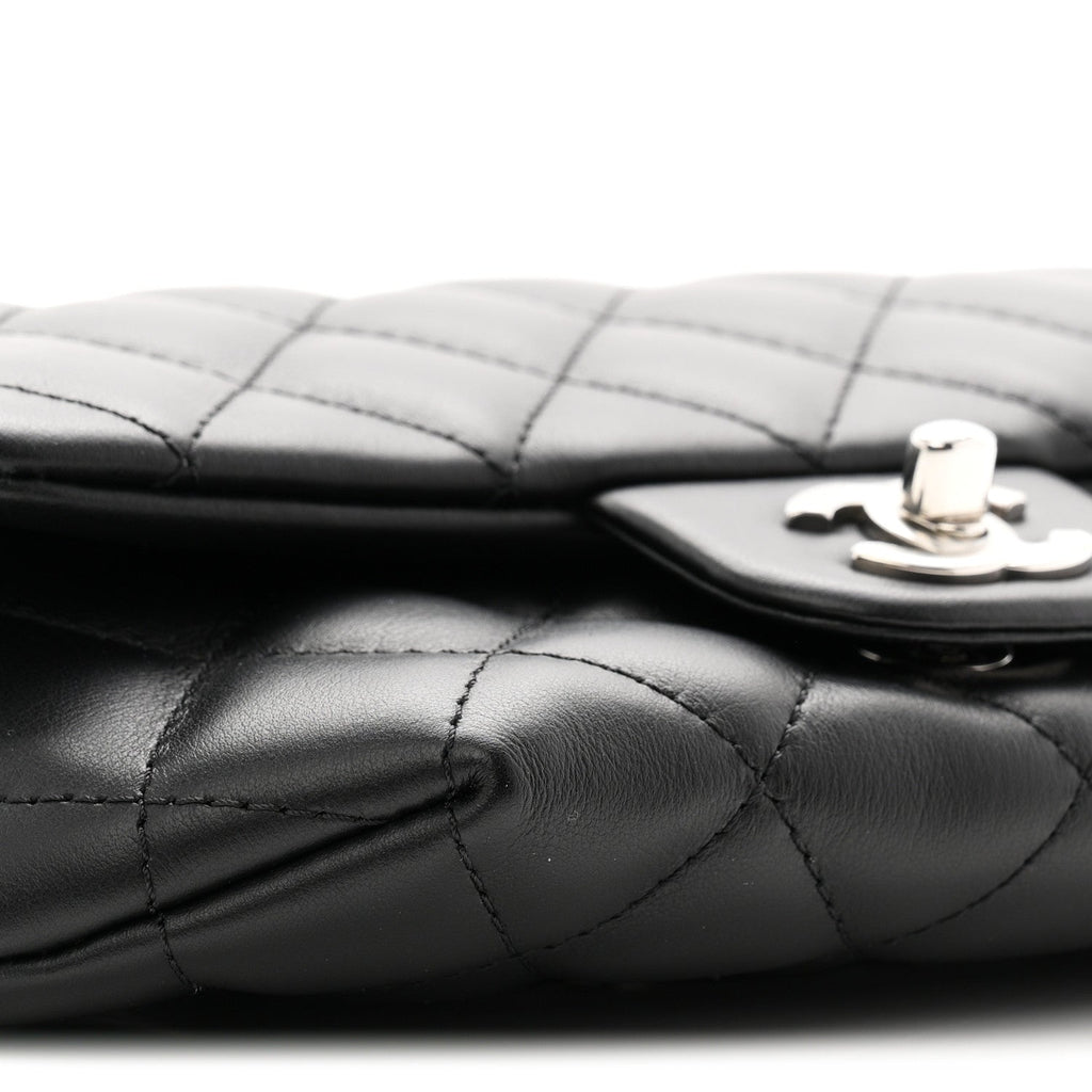 Calfskin Quilted CC Uniform Flap Belt Bag Black