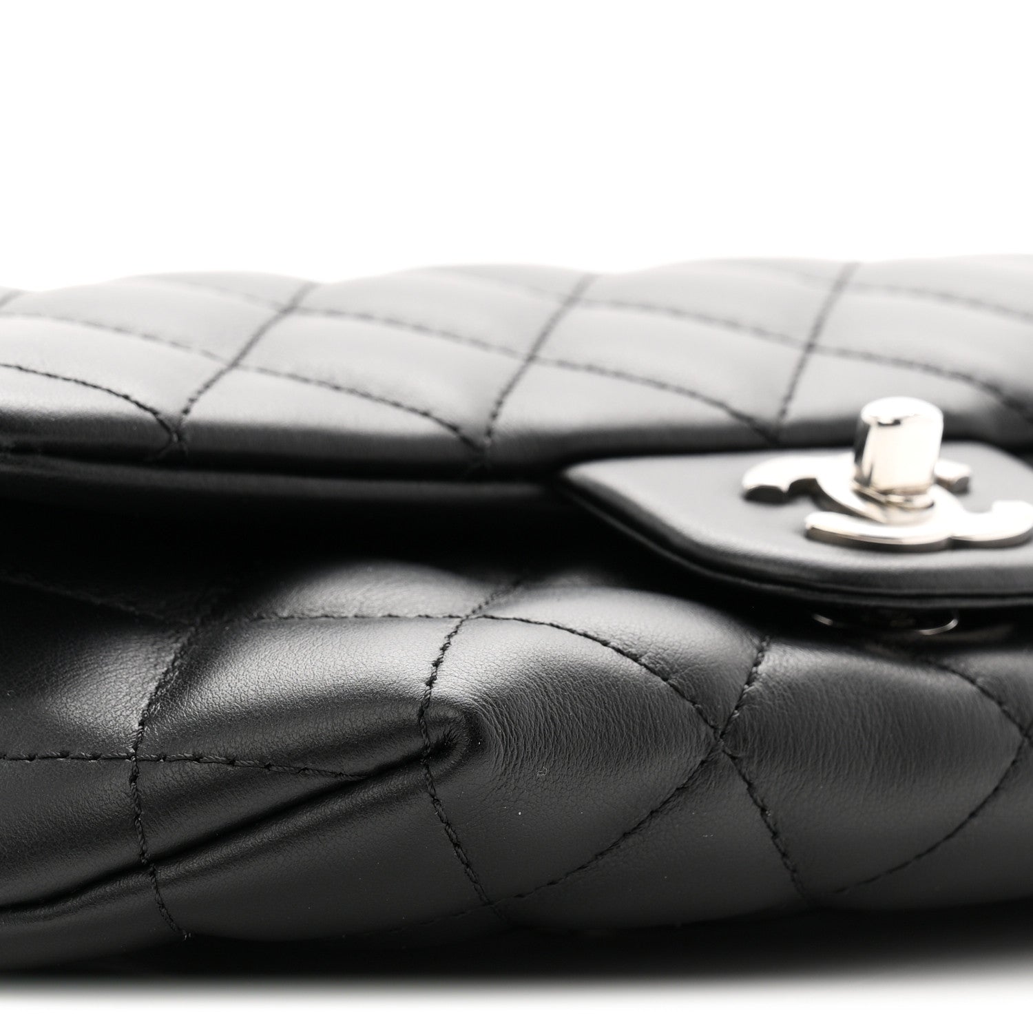 Calfskin Quilted CC Uniform Flap Belt Bag Black