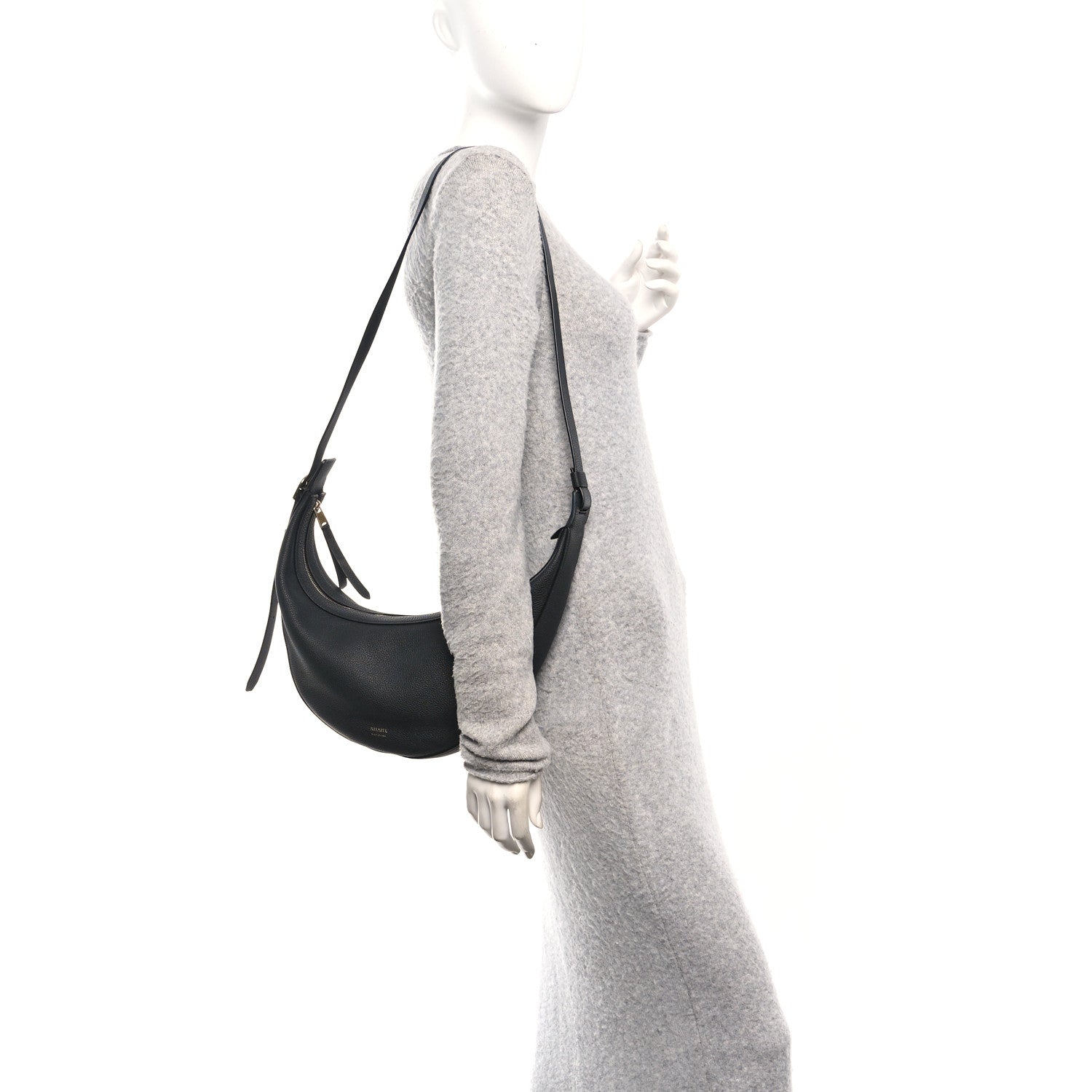 Pebbled Calfskin Augustina Hobo Black