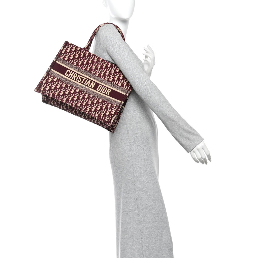 Oblique Medium Book Tote Burgundy Multicolor