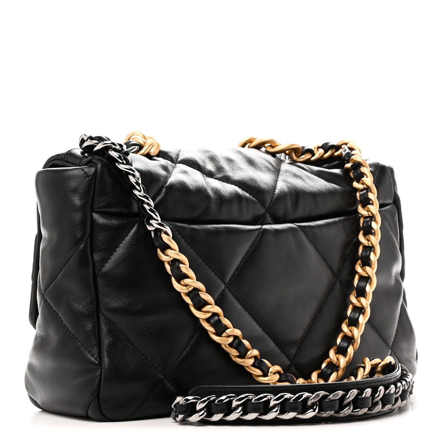 Lambskin Quilted Large Chanel 19 Flap Black