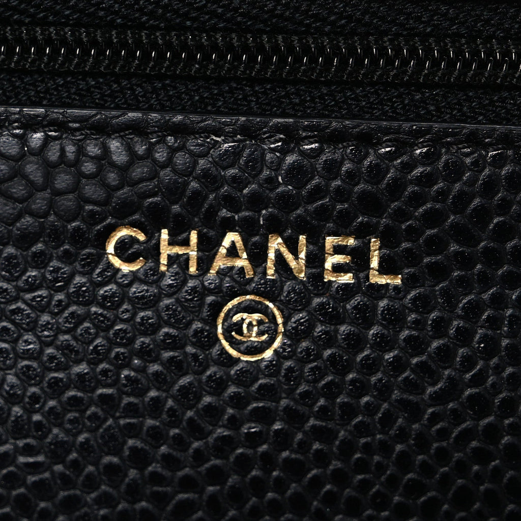 Caviar Quilted Wallet On Chain WOC Black Black