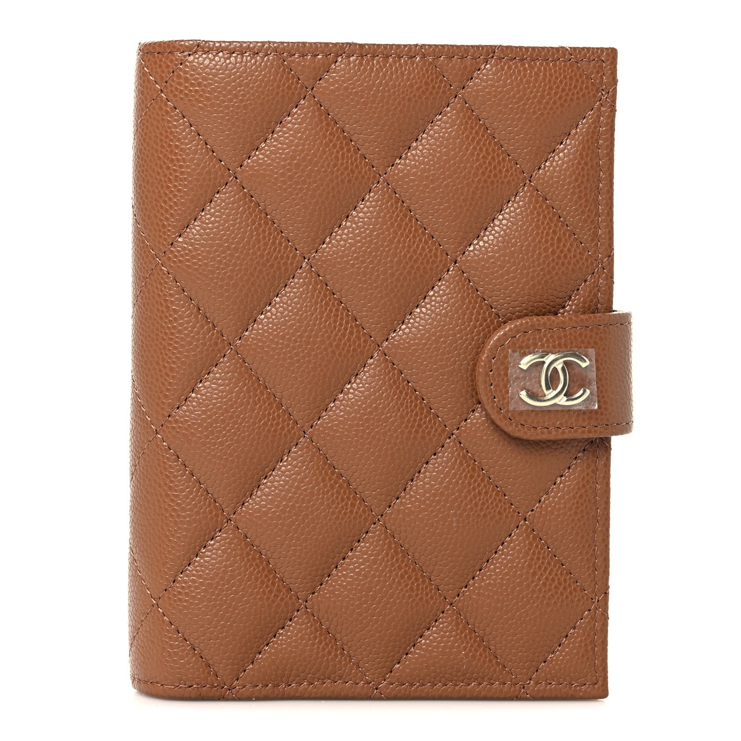 Caviar Quilted Passport Holder Camel