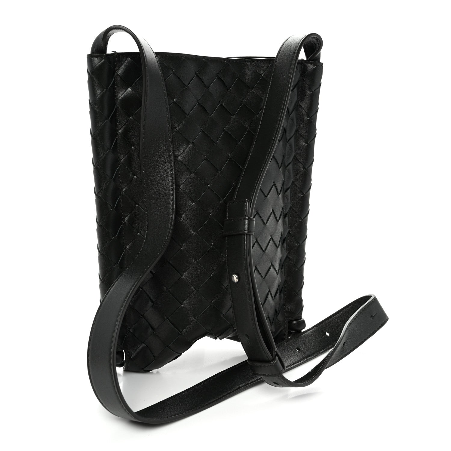 Nappa Intrecciato Small Flat Loop Messenger Black