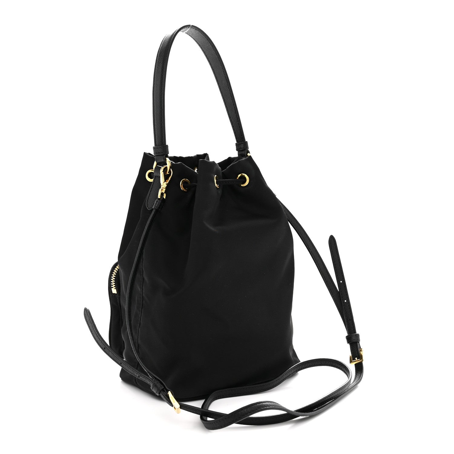 Re-Nylon Duet Drawstring Shoulder Bag Black