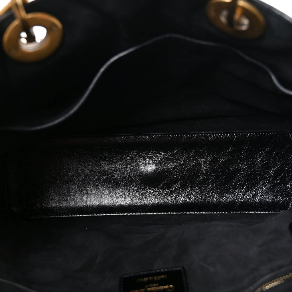 Crinkled Patent Cannage Large Lady Dior Black