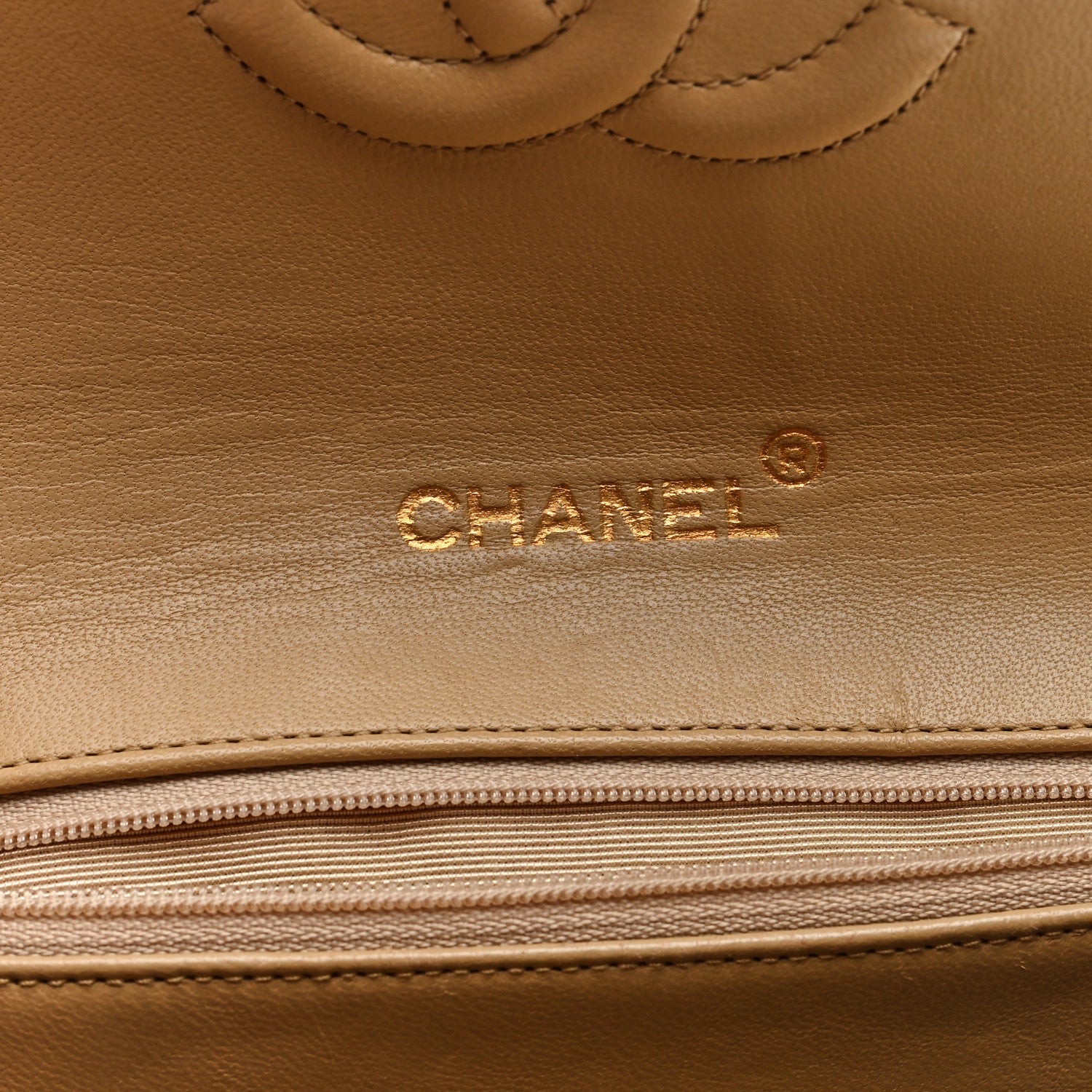 Lambskin Quilted Envelope Flap Beige