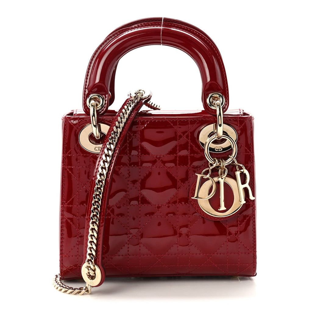 Patent Cannage Mini Lady Dior Red