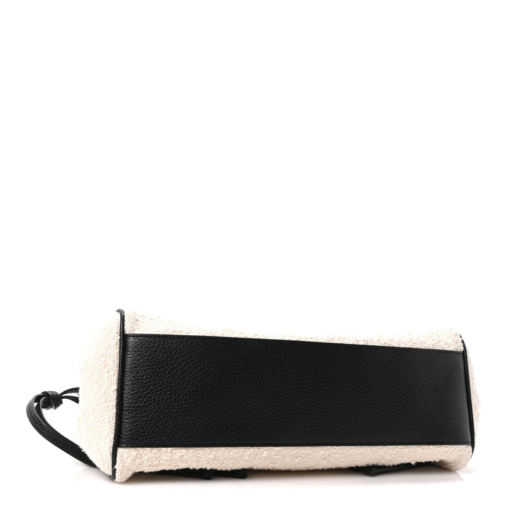 Grained Calfskin Boucle Urban Essentials Small Shopping Bag Ecru Black