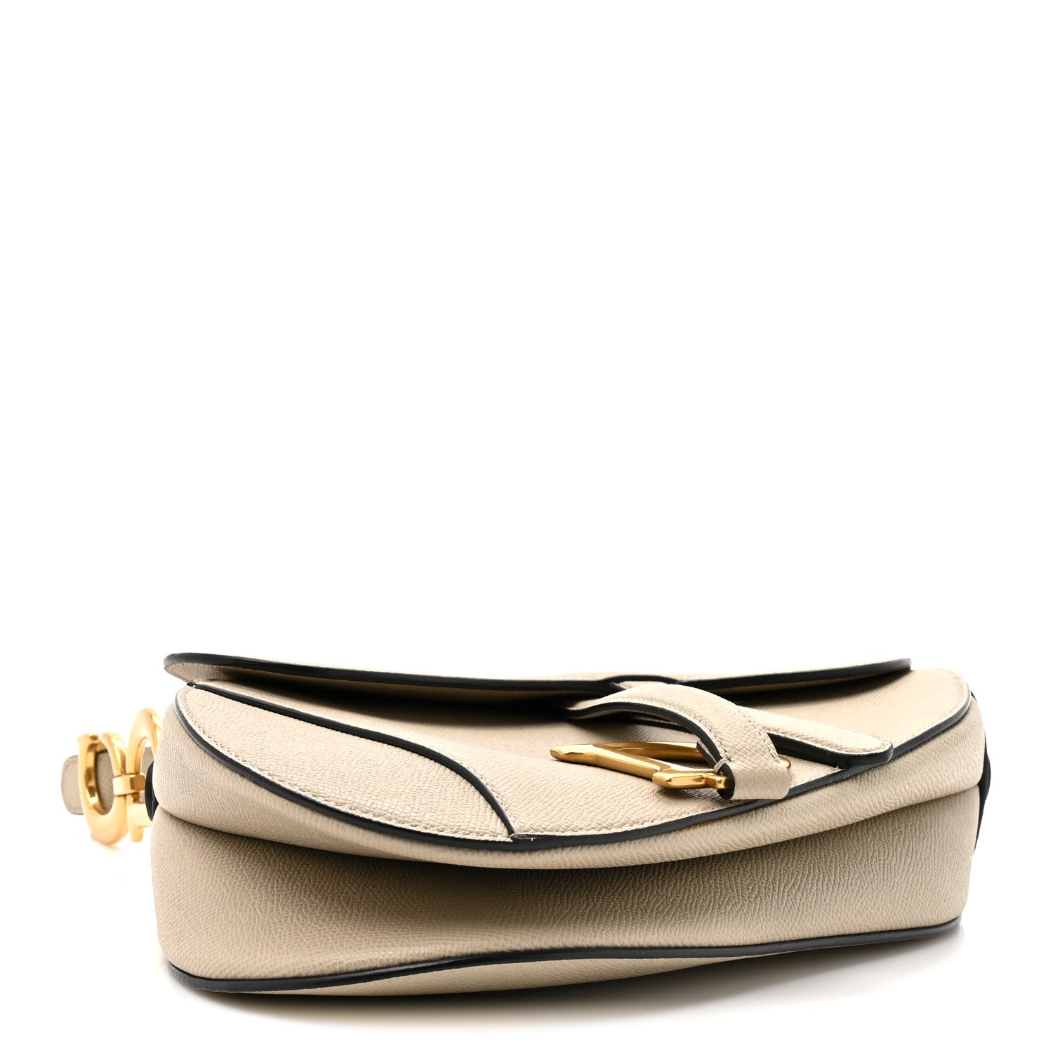Grained Calfskin Saddle Bag With Strap Sable