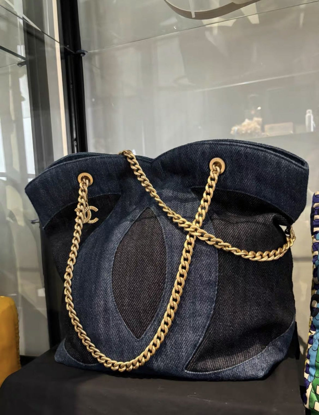 Chanel23p denim double-sided Tote bag