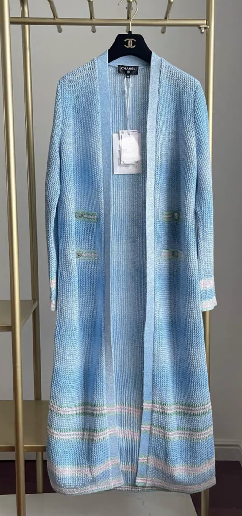 Chanel 23SS  blue knitted cardigan fr38 brand new with tag