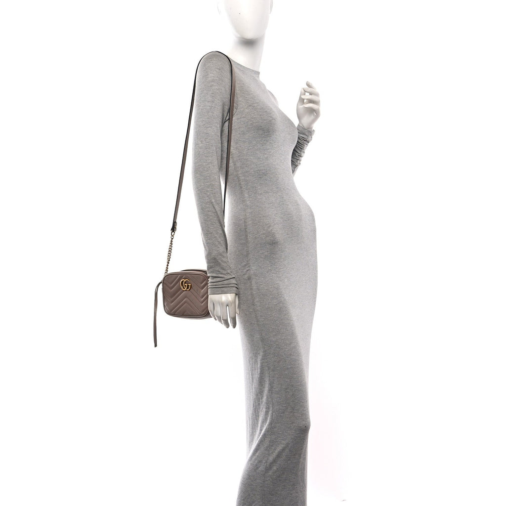 Calfskin Matelasse Mini GG Marmont Chain Shoulder Bag Porcelain Rose