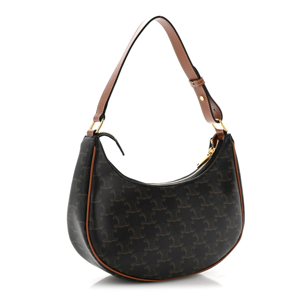 Triomphe Canvas Calfskin Ava Shoulder Bag Tan