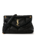 Lambskin Quilted Small Loulou Puffer Monogram Chain Satchel Black