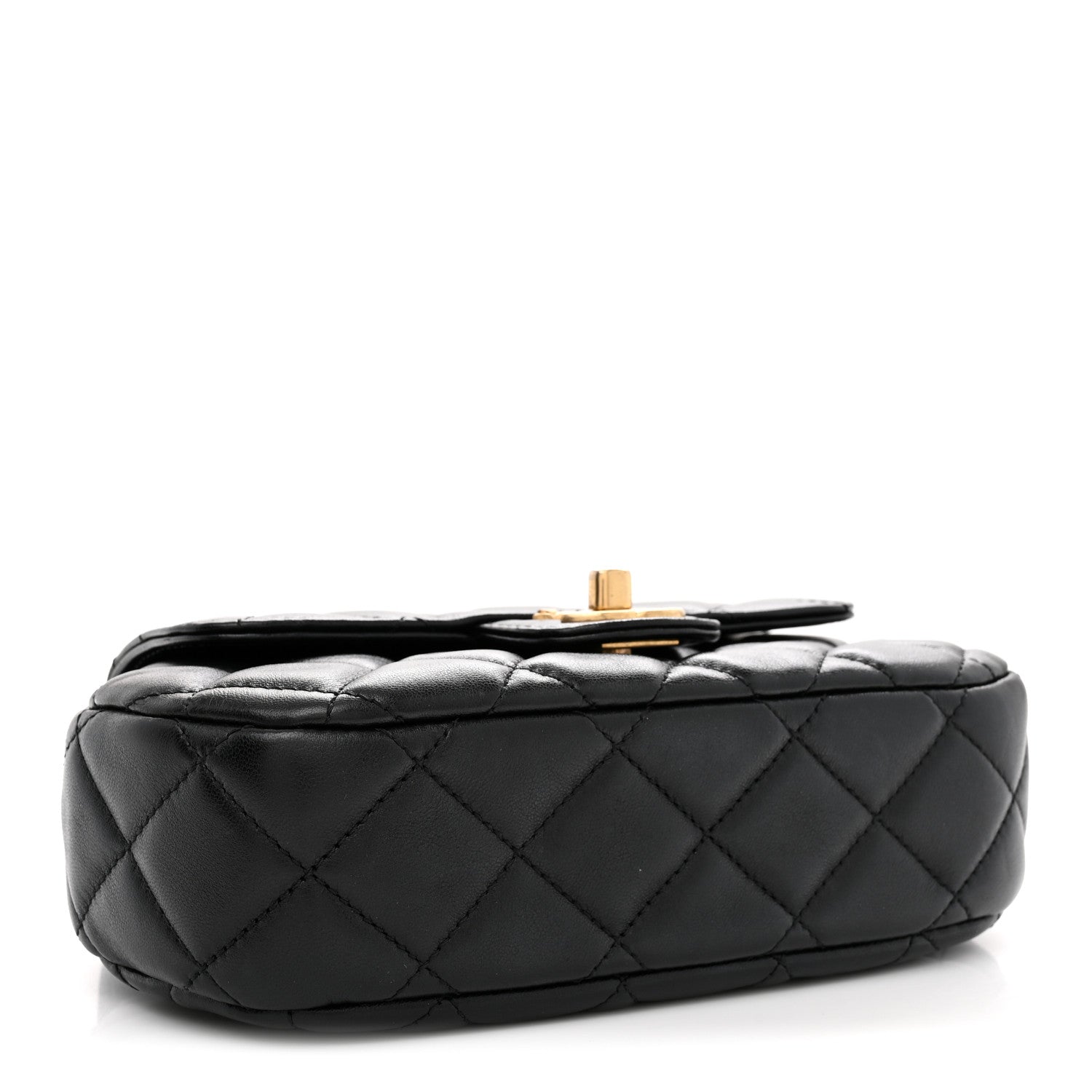 Lambskin Quilted Baywatch Top Handle Flap Black