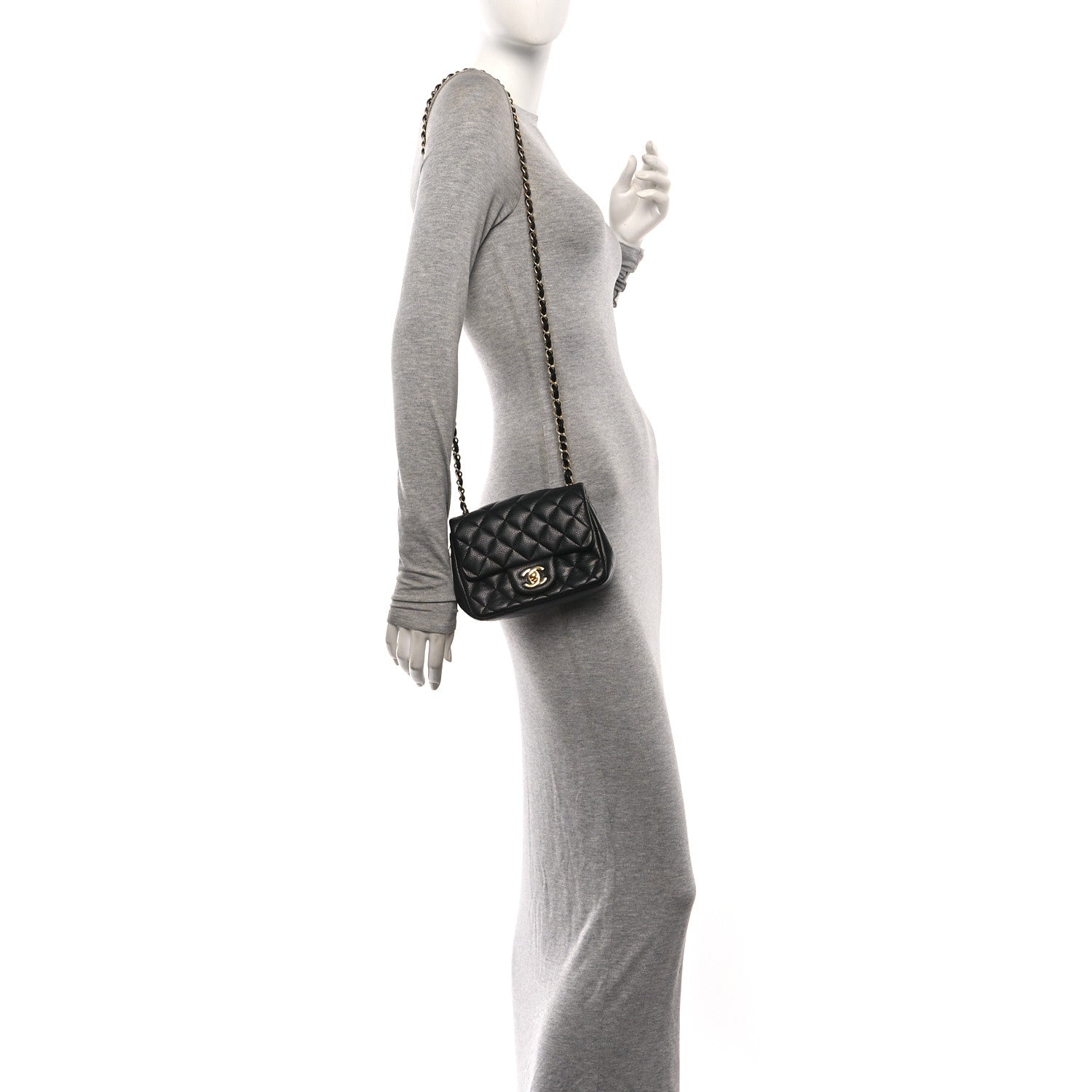 Caviar Quilted Mini Square Flap Black