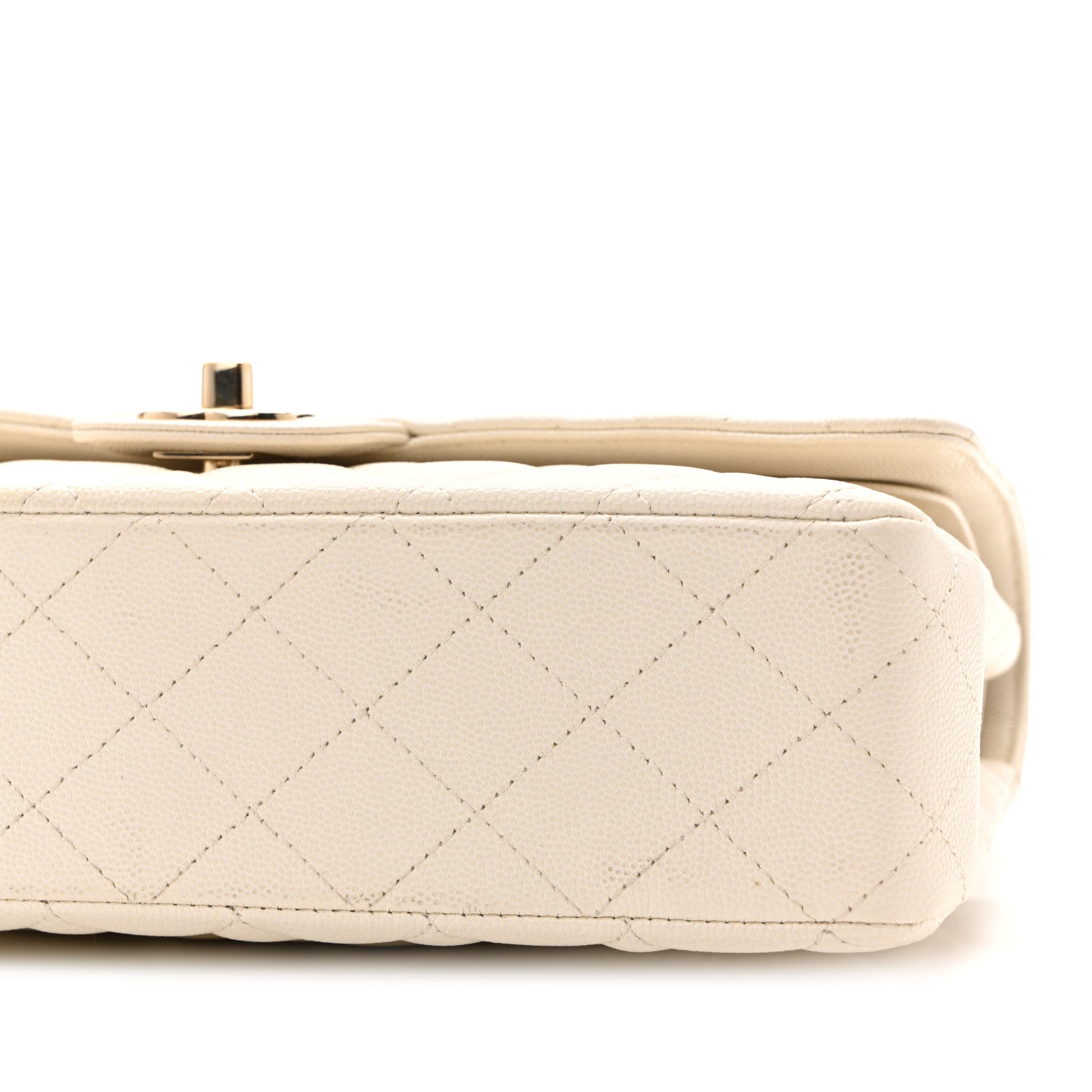 Caviar Quilted Medium Double Flap White