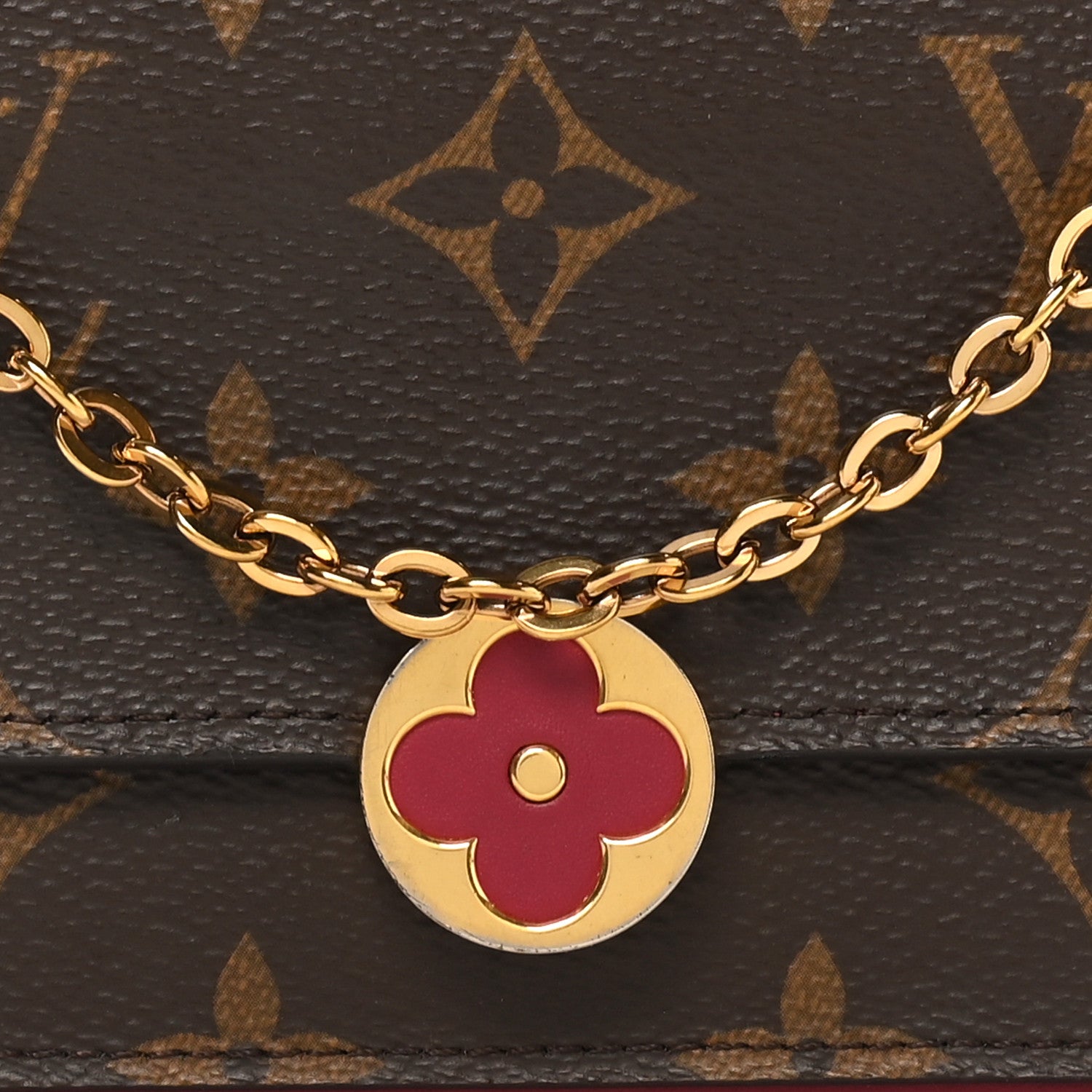 Monogram Flore Chain Wallet Fuchsia