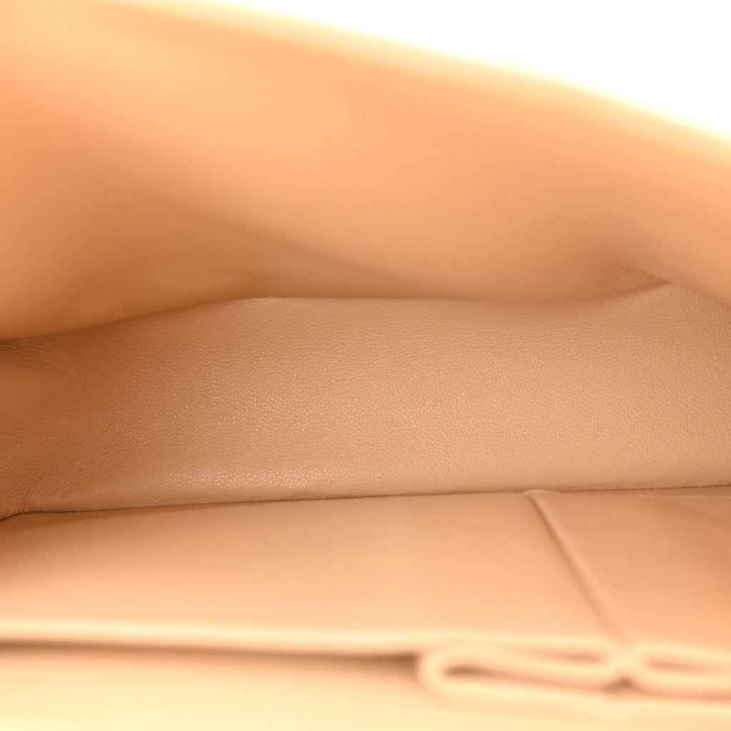 Caviar Quilted Medium Double Flap Beige