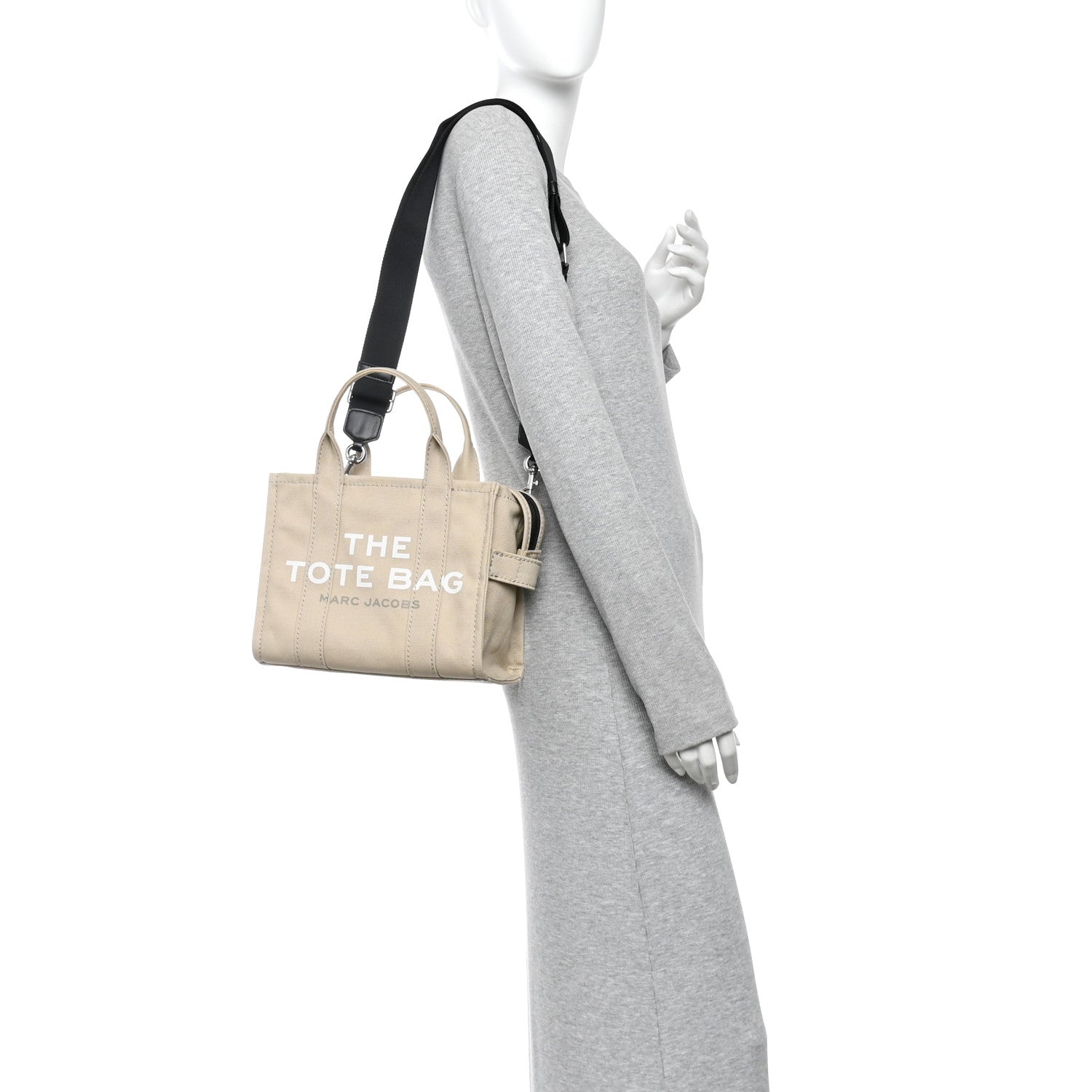 Cotton Canvas Colorblock Small The Traveler Tote Bag Beige Multicolor