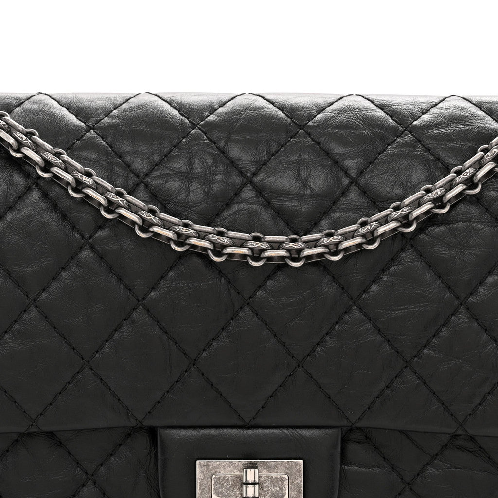 Aged Calfskin Quilted 2.55 Reissue 225 Flap Black
