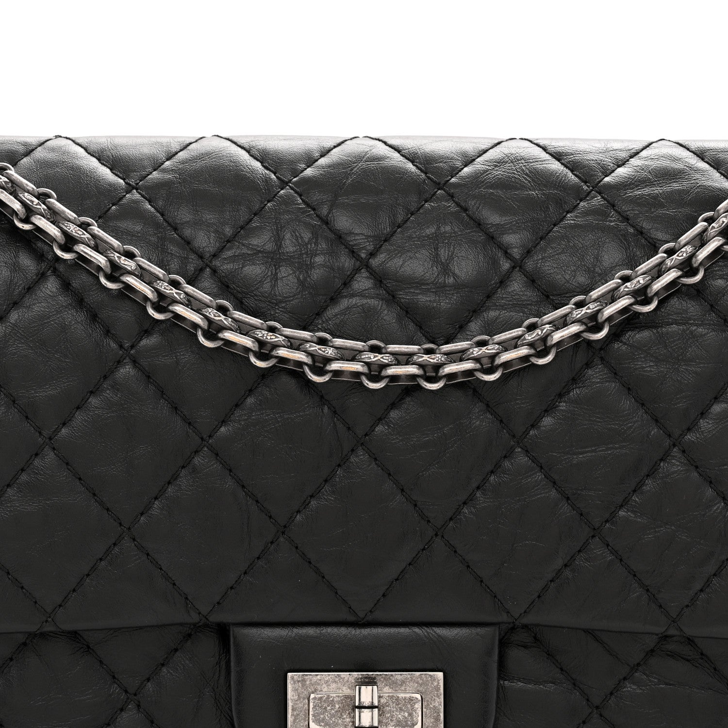 Aged Calfskin Quilted 2.55 Reissue 225 Flap Black