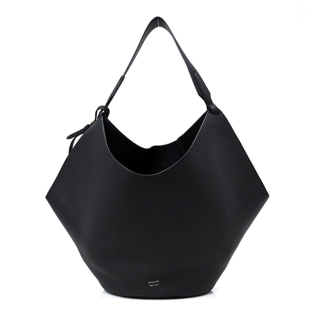 Pebbled Sport Calfskin Medium Lotus Tote Black