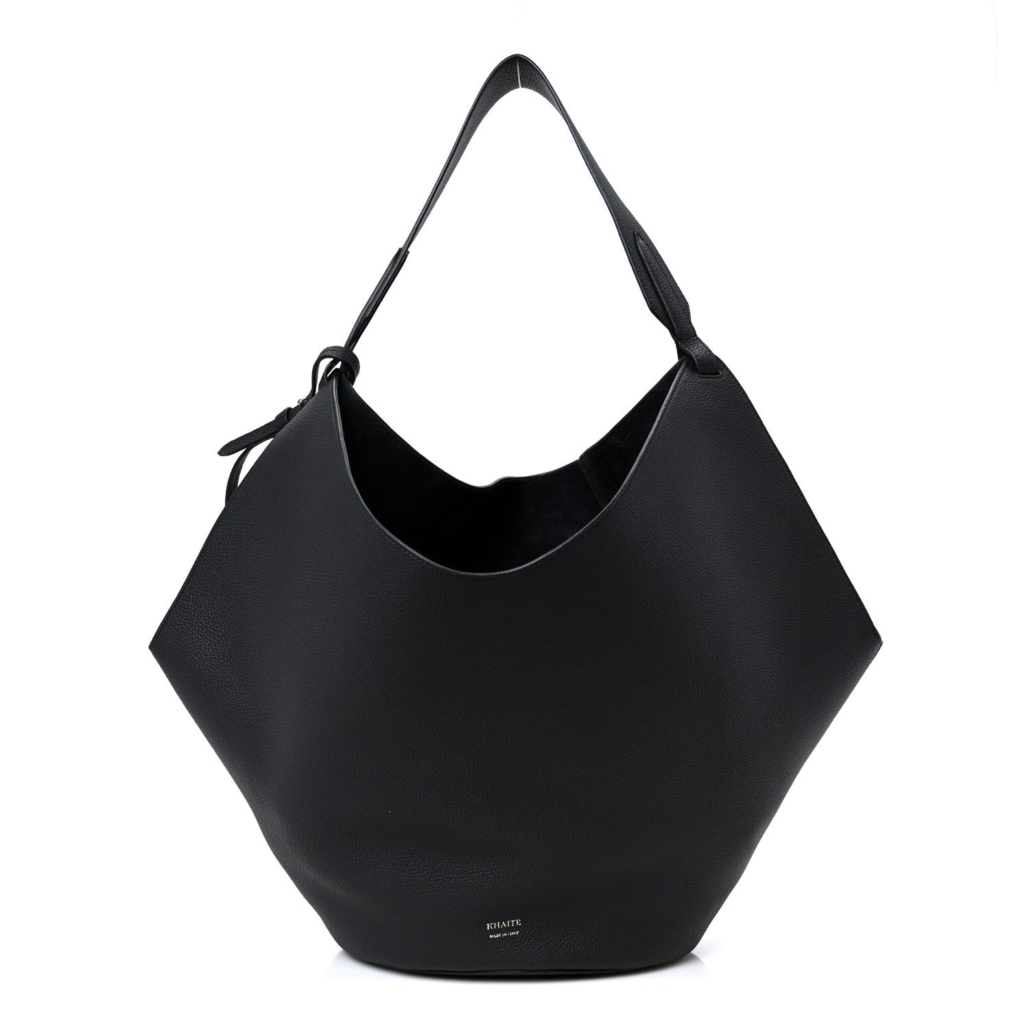 Pebbled Sport Calfskin Medium Lotus Tote Black