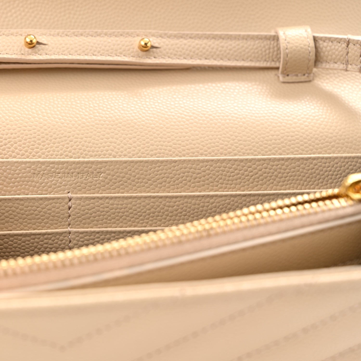 Grain De Poudre Matelasse Chevron Monogram Chain Wallet Dark Beige