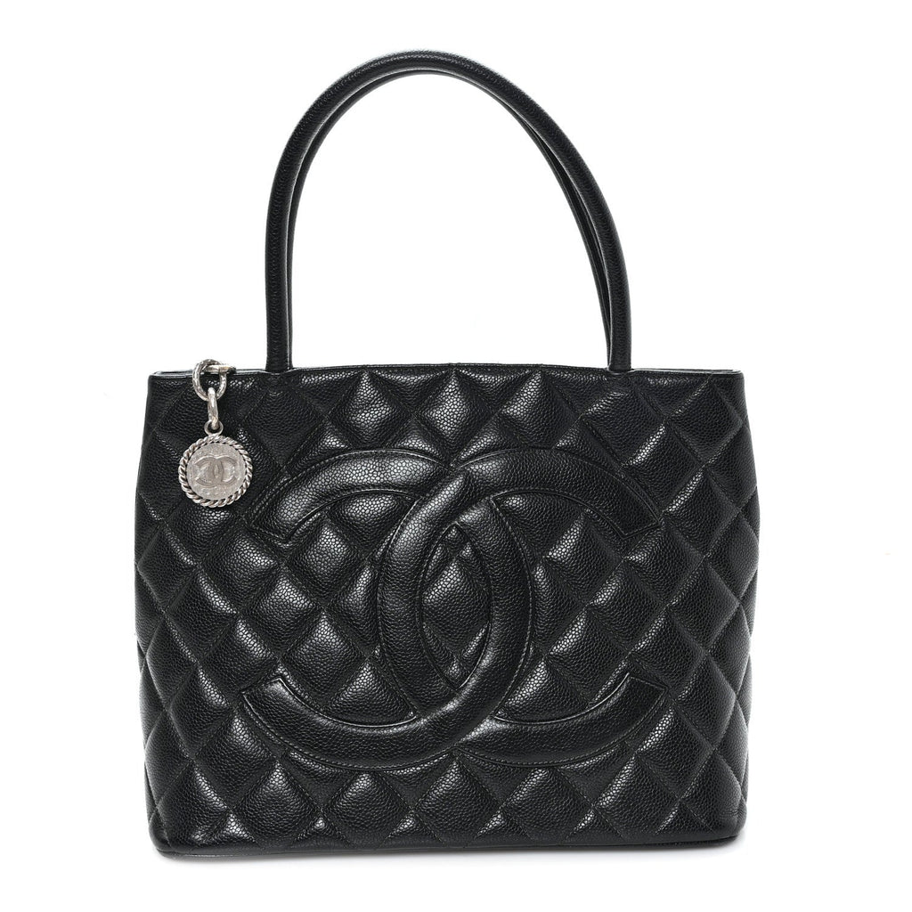 Caviar Quilted Medallion Tote Black
