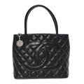 Caviar Quilted Medallion Tote Black