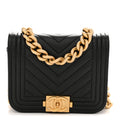 Caviar Chevron Quilted Boy Flap Waist Belt Bag Black
