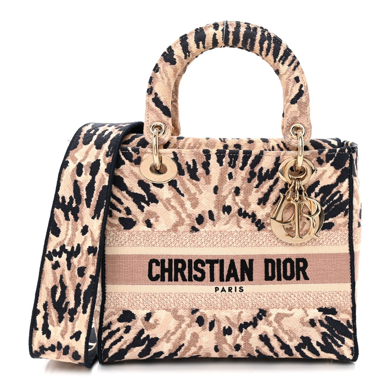 Canvas Embroidered Medium Tie And Dior Lady D-Lite Multicolor