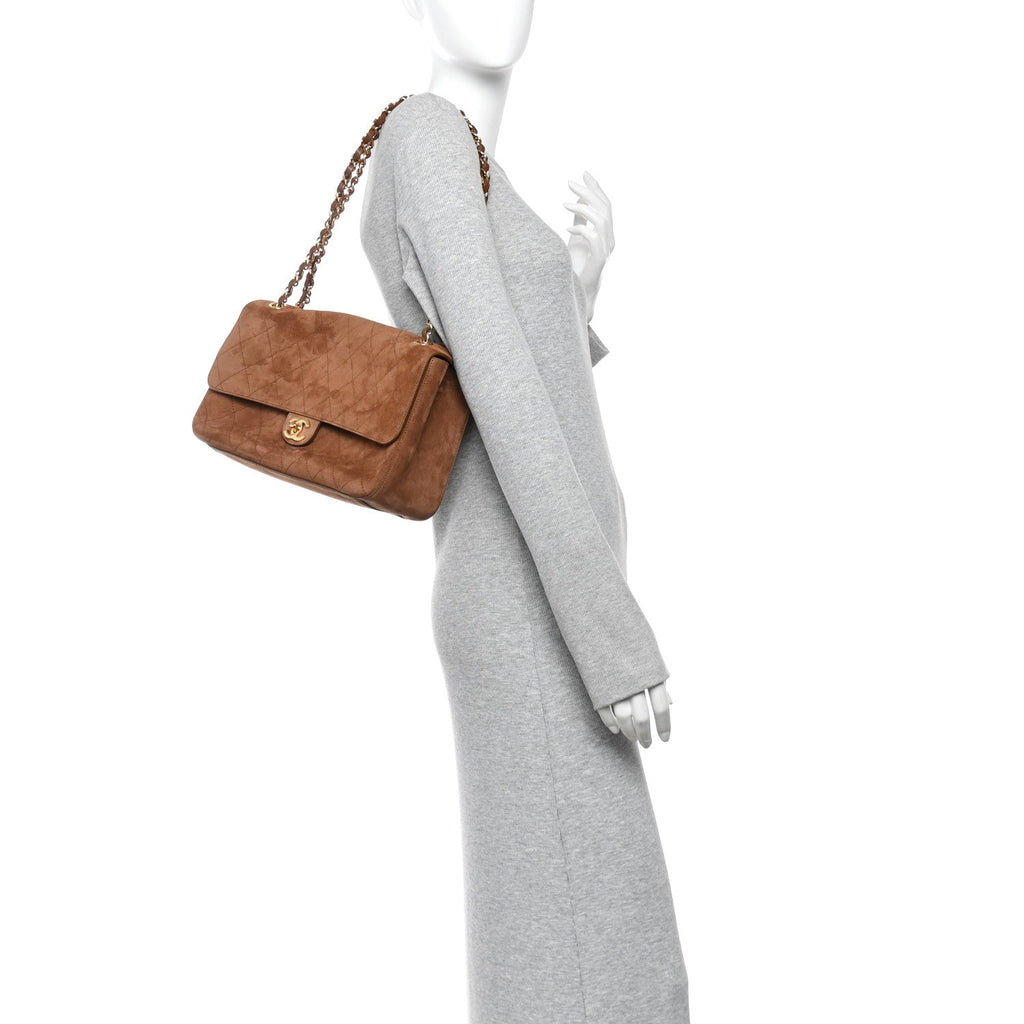 Suede Calfskin Small Souplissimo Maxi Flap Camel
