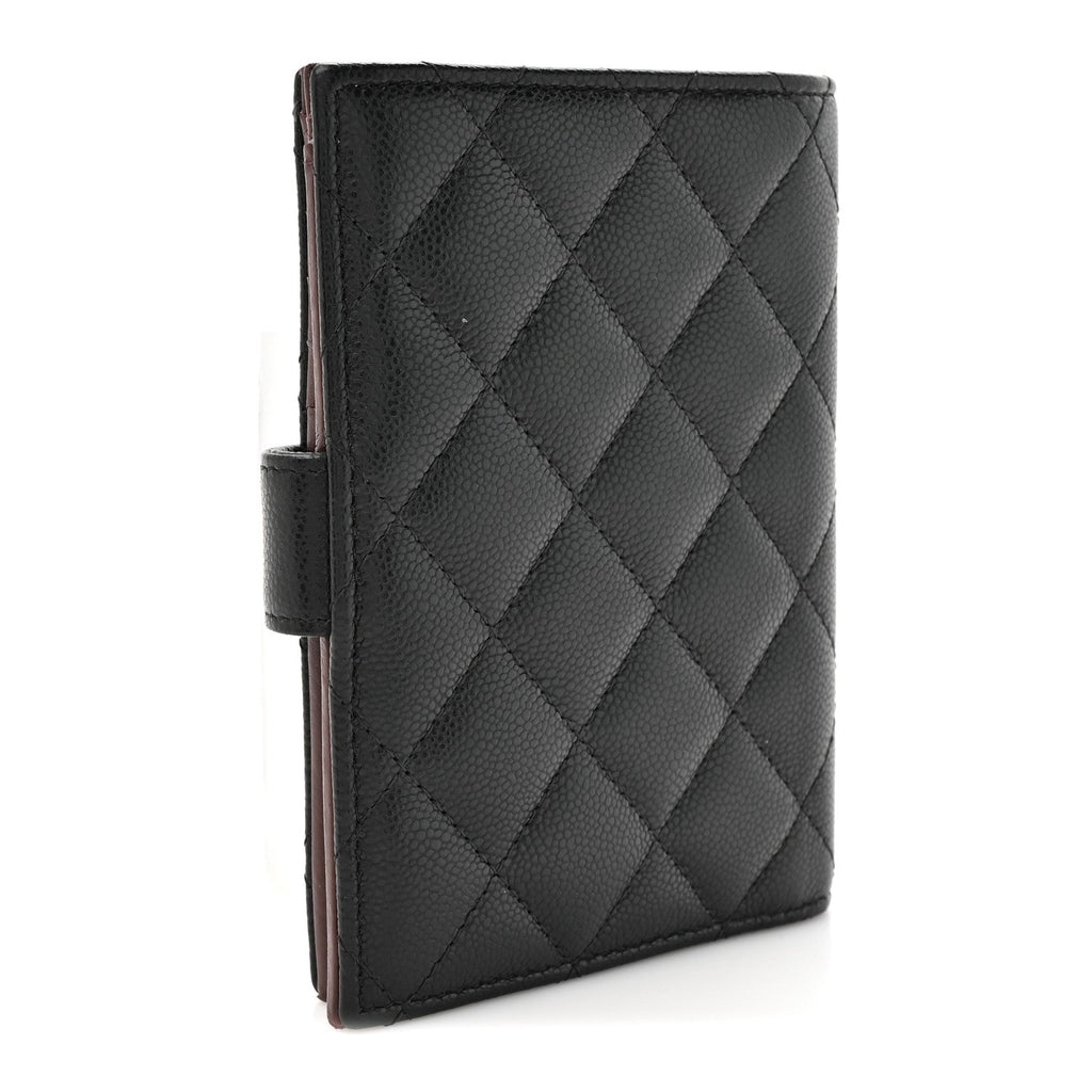 Caviar Quilted Passport Holder Black