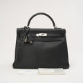 Hermes Vintage Sellier Kelly 32 Togo Black 2004
